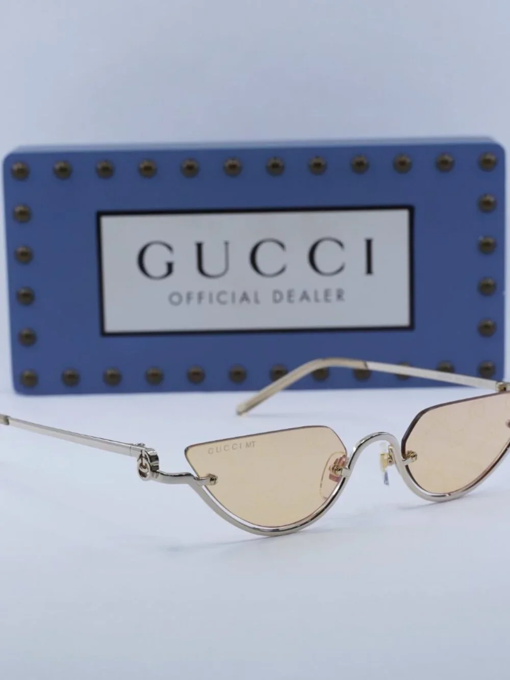 Gucci GG1603S 004 Cat Eye Sunglasses - Gold/Rose Mirror to Dark Yellow